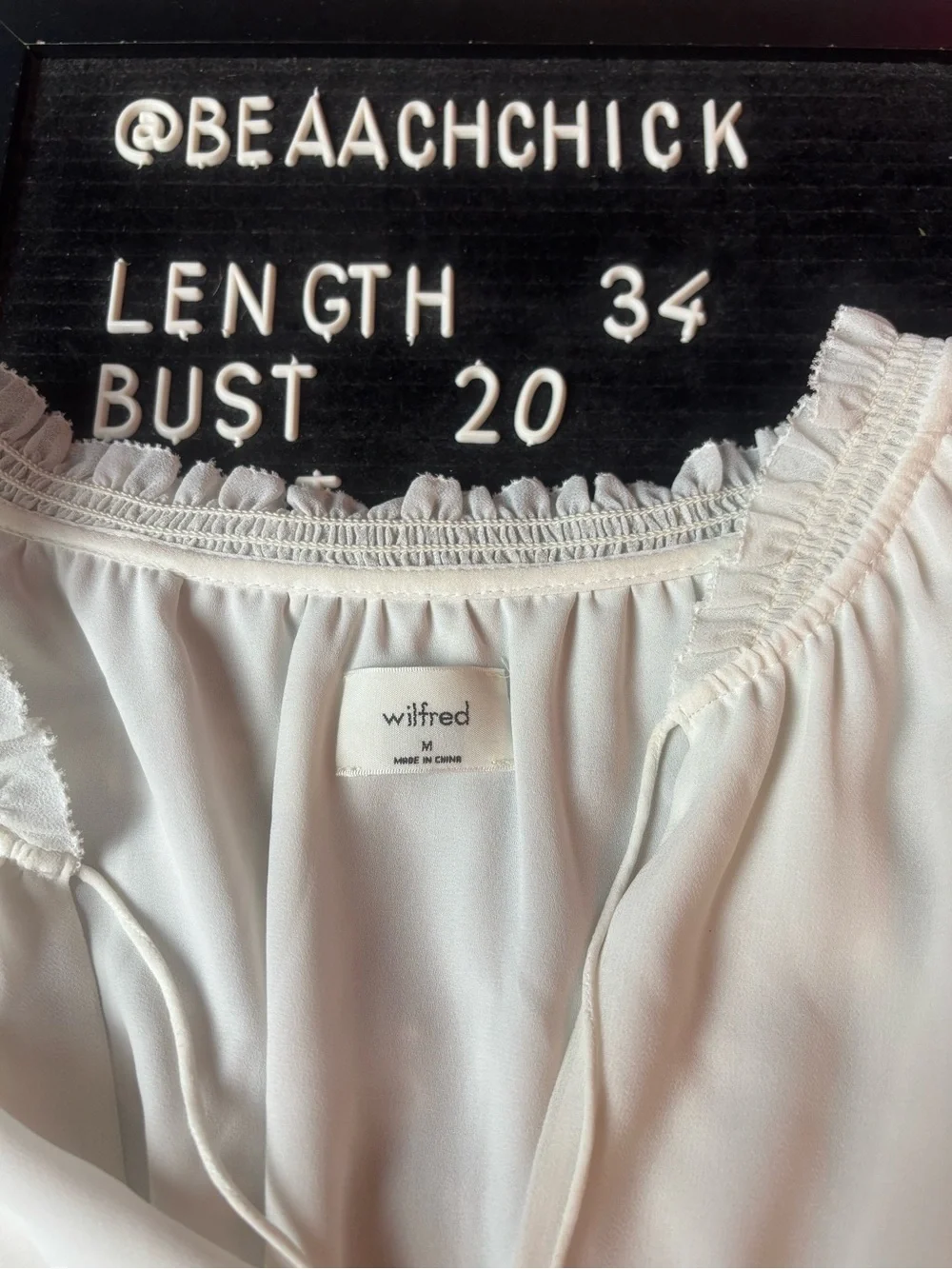 Aritzia Wilfred Walden Dress Tiered Chiffon Flowy Ruffle Hem Mini White Sz M